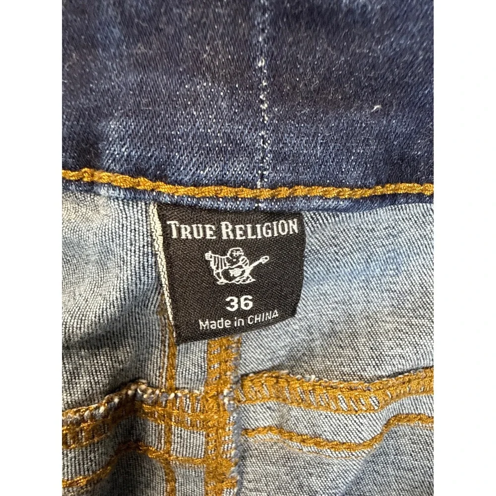 True Religion Ricky Flap SE Jeans Mens 36 Dark Wash Straight Leg Stretch Denim